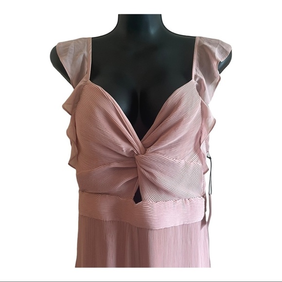 Floret studios womens plisse pleated wide leg jumpsuit medium dusty mauve - Picture 6 of 12